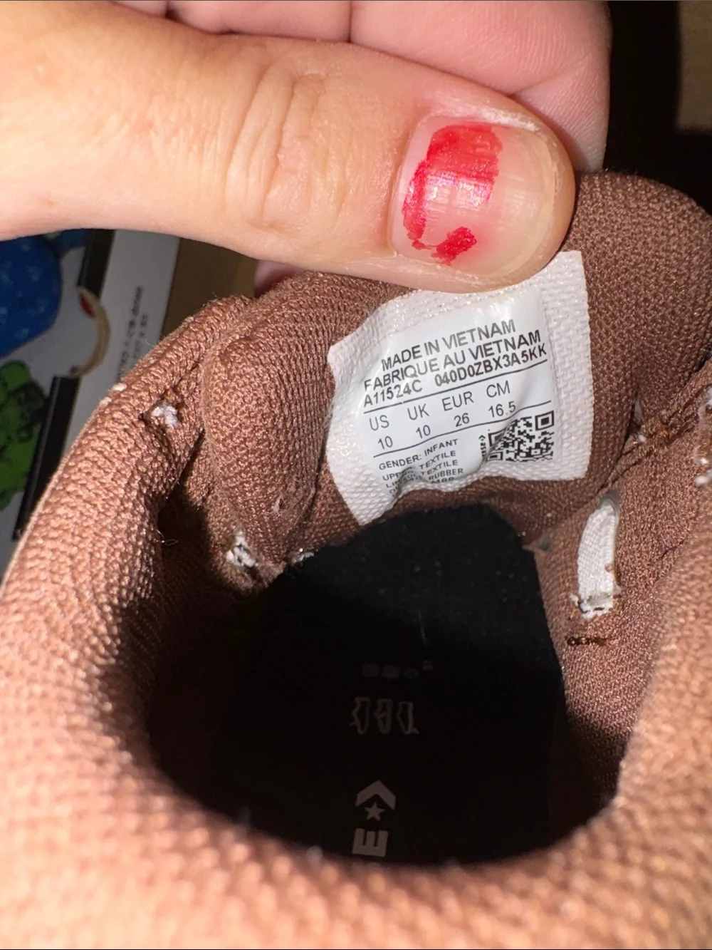 OFFERS OPEN! 10c Converse Kids Brown White High-Top Sneakers Velcro hook Strap